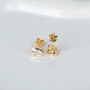 Pendientes de Diamante Ovalado Cultivado en Laboratorio con Bisel, Oro Amarillo de 14K, Minimalistas, Solitarios, 2 Quilates, Elegantes, Joyería Fina para Mujer - Product Image 6