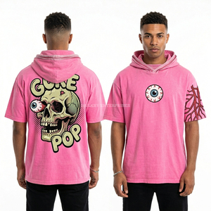 Camiseta Visceral Grid al por mayor, 300GSM, gris con lavado ácido, gráfico de calavera colorido, para hombre, estilo oversize, ropa urbana, fabricante - Product Image 3