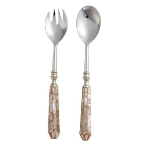 Juego de servidores de ensaladas dorados, accesorio decorativo hecho a mano con mango largo, vajilla de latón, diseño final, juego de servidor para ensaladas - Product Image 2