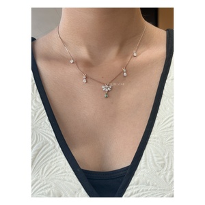 Collar Clásico de Novia con Diamantes Cultivados en Laboratorio, 1.20 Ct, Oro de 14 Quilates, Colgante de Mariposa, Cadena Elegante, Joyería Exquisita - Product Image 1