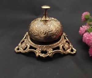 Brass Table <b>Bell</b> Hotel Reception <b>Bell</b> Office <b>School</b> Service <b>Bell</b> Vintage Antique Brass Desktop Calling <b>Bell</b> Desk Service <b>Bell</b> (4 - Product Image 4