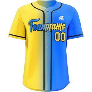 Camiseta de Béisbol Personalizada Azul y Naranja, Uniforme de Equipo con Botones para Hombre, Camisa Deportiva Corta de Algodón Orgánico Transpirable - Product Image 6