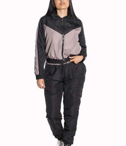 Ensemble coupe-vent tendance pour femme, 2 pièces, veste à capuche et pantalon de jogging, streetwear décontracté, vêtements de sport légers - Product Image 1