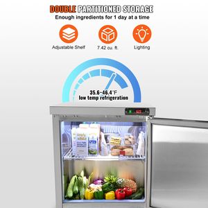 7,42 Cu. Tavolo refrigerato commerciale per preparazione insalate, 28 pollici, con porta singola, in acciaio inox - Product Image 3