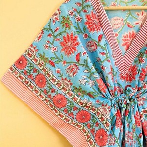 Robe kimono pour femme à imprimé floral, coupe ample, longueur intégrale, viscose et coton, vêtements de détente d'été, manches trois quarts, sans col - Product Image 5
