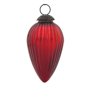 Lot d'ornements de Noël vintage en verre rouge en forme de goutte d'eau, peints à la main, à l'effet mercure, à suspendre, pour décoration festive de sapin - Product Image 1