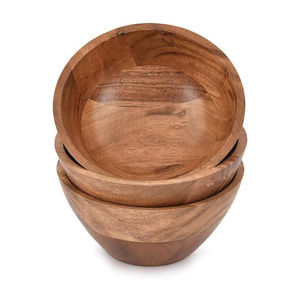 Bol de service en bois naturel artisanal, écologique, rond, en bois de manguier, bol à salade durable, vaisselle décorative pour la cuisine - Product Image 2