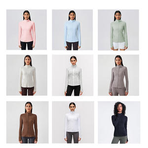 Roregal <b>Women's</b> Nylon Stretch Yoga <b>Running</b> <b>Jacket</b> Autumn Winter Long Sleeve Full Zip Fitness Training Sportswear Activewear Top - Product Image 5