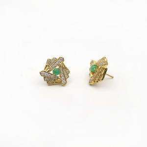 925 Sterling <b>Silver</b> Gold Plated Luxury Natural Stone <b>Stud</b> Earrings with CZ OEM ODM Fine Jewelry - Product Image 5