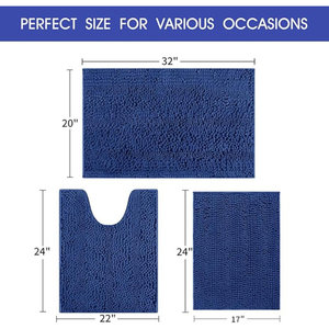 Juego de Alfombras de Baño Personalizadas a Rayas Marrones, 3 Piezas, Ultra Suaves, Antideslizantes, de Chenilla, Absorbentes y Afelpadas - Product Image 1