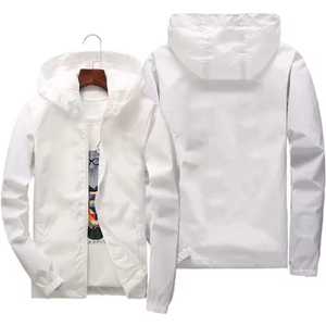 Veste décontractée unisexe rose à capuche avec fermeture éclair, coupe-vent, légère, en polyester, coupe régulière, couleur unie, pour le printemps - Product Image 3