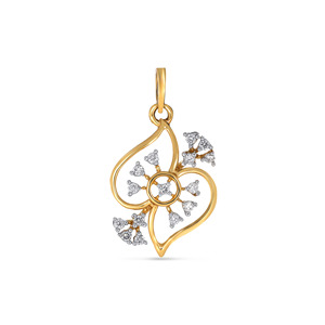 Pendentif floral élégant plaqué or avec un design à trois pétales de feuilles et des accents en grappe scintillants pour bijoux de mode féminins - Product Image 1
