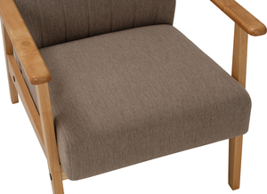 Premium Modern Style Natural Solid Wood Frame Armrest <b>Lounge</b> Chair Upholstered Polyester <b>Light</b> Brown Color Bedroom Apartment Use - Product Image 5