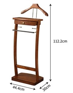 Porte-manteau autoportant en bois massif avec 1 patère à crochets, 1 étagère et tiroir, design traditionnel pour entrée et salon - Product Image 6