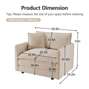 Divano Sezionale Moderno a 3 Posti con Seduta Extra Profonda, Divano Oversize a 3 Posti e Poltrona Singola per Soggiorno, Set da 3 Pezzi - Product Image 6
