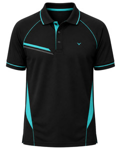 Camiseta Polo Deportiva Negra y Cian Personalizada para Hombre, Camiseta de Golf de Secado Rápido, Transpirable, Informal y Deportiva - Product Image 1