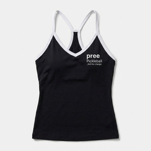 Women's Racerback Tank Top contrast trim quick dry lightweight Breathable Criss Cross Y Straps back custom pickleball activewear - Product Image 2