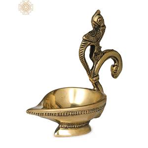 โคมไฟ DIY ทองเหลืองขนาดเล็กทำด้วยมือพร้อมที่จับนกแก้วทำจากของตกแต่งอินเดีย - Product Image 4