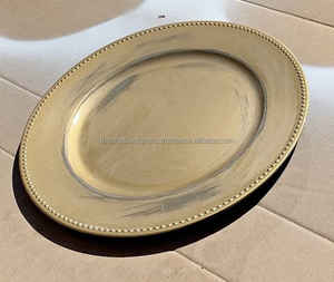 Assiette de service alimentaire de grande taille en toute sécurité Design gaufré Bordure en acier inoxydable Assiette de chargeur de haute qualité Assiette de présentation Exportation - Product Image 1