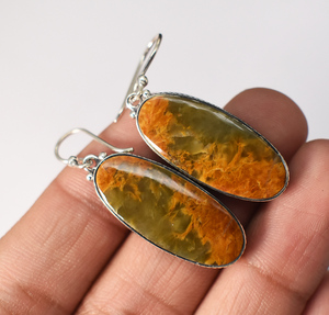 Natural Jasper Dangle <b>Earrings</b> – Elegant Sterling Silver and Banded Jasper - Product Image 2