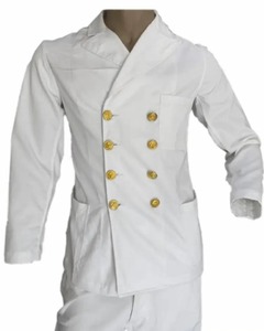 Veste blanche pour homme à double boutonnage, col marin, en coton, style formel, coupe classique, couleur unie, fermeture boutonnée, pour l'été - Product Image 5