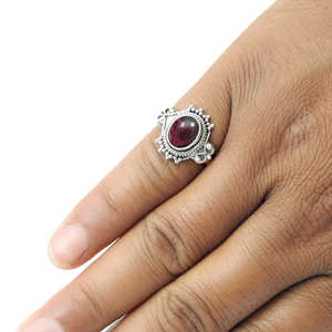 925 Sterling <b>Silver</b> <b>Ring</b> Comes With Oval Cut <b>Garnet</b> Gemstone Perfect Unisex Design Bohemian Jewelry Handmade Simple Design <b>Ring</b> - Product Image 3