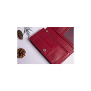 Women's Red PU <b>Long</b> <b>Wallet</b> Zipper Closure Multifunctional Daily Use Minimalist Design - Product Image 2