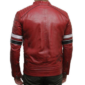 Veste en cuir véritable pour homme de qualité supérieure pour l'automne et l'hiver, style streetwear, teinture unie, avec service OEM, vente en ligne - Product Image 6