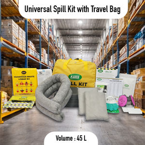 Kit universal de 30 litros para derrames con bolsa de viaje, kit de limpieza de derrames de aceite, químicos y combustible para emergencias, para derrames de líquidos en laboratorios industriales. - Product Image 2