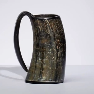 Best Quality Genuine Eco-Friendly Horn Drinking Horn Mug Leak Proof Slide Lid for Home Bar Holiday Party Decoration Export Sale - Product Image 1