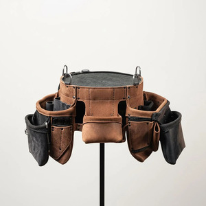 Cow Hide Full Grain Leather Modern Construction Tool Featuring Multiple Organizer Pouches Secure <b>Hammer</b> <b>Holder</b> Durable Alloy - Product Image 4