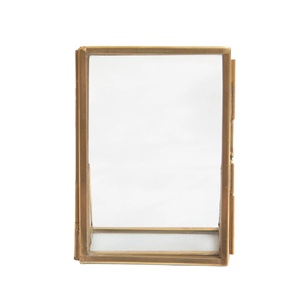 Unique Brass Rectangular Mirror Frame Tabletop Vertical Reflective Metal Office Desktop Decoration Photo Frame Durable Decor - Product Image 1
