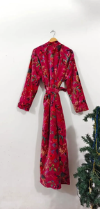 Bata Kimono de Algodón con Estampado Artesanal, Cuello en V, de Secado Rápido, Manga Larga, Larga hasta el Suelo, Ligera, Hecha a Mano, para Verano, Ideal para Damas de Honor - Product Image 2