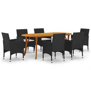 Ensemble de salle à manger en bois d'acacia massif noir avec grandes chaises, idéal pour le jardin - Product Image 2