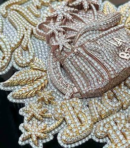 Iced Out Gold Plated Moissanite Pendant Theme Charms Luxury Hip Hop Style Gift Jewelry Rapper Bust <b>Down</b> Pendant Two Tone Pendant - Product Image 6