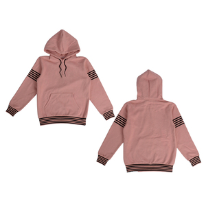 Unisex <b>Pink</b> Solid Hooded <b>Sweatshirt</b> Regular Fit Casual Knitted Cotton Autumn Wear - Product Image 3