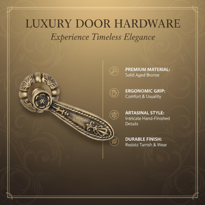 Manija de Puerta Floral Moderna de Latón |   Manija Decorativa para Puertas de Apartamento, Diseño Clásico para Entrada de Hogar y Oficina, 5 Pulgadas - Product Image 5