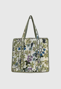 Sac fourre-tout en coton à motif floral avec broderie, design ouvert, pour le shopping toutes saisons, style bohème - Product Image 2