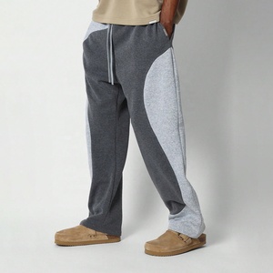 Pantalon de survêtement en molleton de coton solide 100% anti-rides, coupe ample et taille moyenne, pantalon de survêtement pour homme à double panneau - Product Image 3