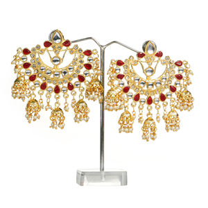 Handmade Alloy Plated Trendy Pearl Drop Earrings Timeless Pakistani Style Fashion Jewelry - Product Image 1