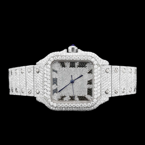 Different Shapes Moissanite Studded <b>Square</b> Dial With Roman Numerals Iced Out <b>Watch</b> Two Tone Hip Hop Rapper Wrist Luxurious <b>Watch</b> - Product Image 5