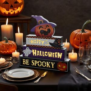 Decorazioni di Halloween per Interni Premium da 9,4 Pollici, Set di Lettere 3D Luminose in Stile Rustico, Alimentate a Batteria con Timer, Blocchi in Legno - Product Image 2