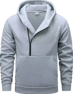 Best Selling Winter Season Plus Size Men's Knitted Printed Regular Fit Half <b>Zip</b> Hoodies Customized Design Stylish 100% Cotton - Product Image 1