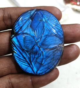 100% Natural Handmade Blue Labradorite Carving Crystal High Quality Oval Shape Jewelry Making Loose Gemstone Lot Labradorite - Product Image 1