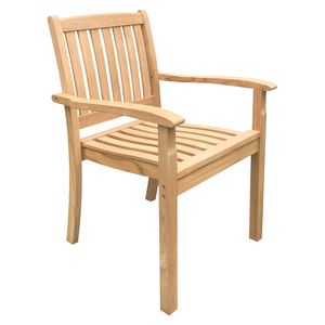 Fauteuil d'extérieur moderne empilable en teck massif, résistant à l'eau, pour restaurant et jardin - Product Image 1