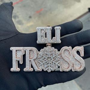 Colgante Personalizado con Nombre en Plata de Ley 925 con Incrustaciones de Moissanita VVS, Collar con Letras Estilo Hip Hop para Hombre y Mujer, Regalo - Product Image 3