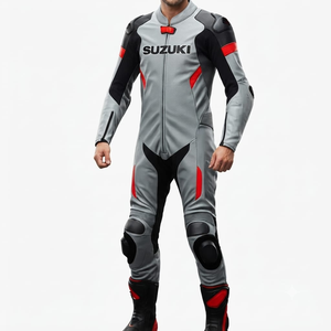 Combinaison de moto pour homme Zuzuki Pro 1 pièce en cuir de vache véritable/cuir de kangourou, style MotoCP, armure niveau 2 - Product Image 1