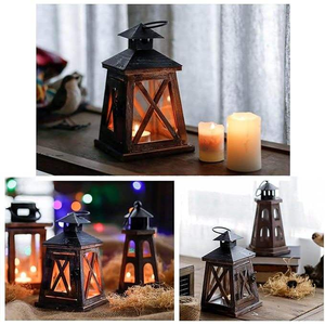 Farol de vela de madera vintage estilo castillo, centro de mesa rústico para bodas, decoración de pared interior/exterior para mesa, para Navidad - Product Image 3