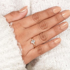 Gorgeous Oval Cut Diamond Three Stone Ring For Unisex Lab Grown 1.00CT With 14K Solid Gold Engagement Party <b>Gift</b> For Girlfriend - Product Image 2