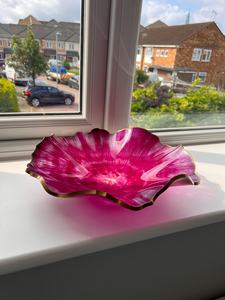 Tazón para Ensalada Clásico Recubierto de Resina, Tazón de Resina Hecho a Mano, Morado y Dorado, Plato Decorativo para Adornos - Product Image 2